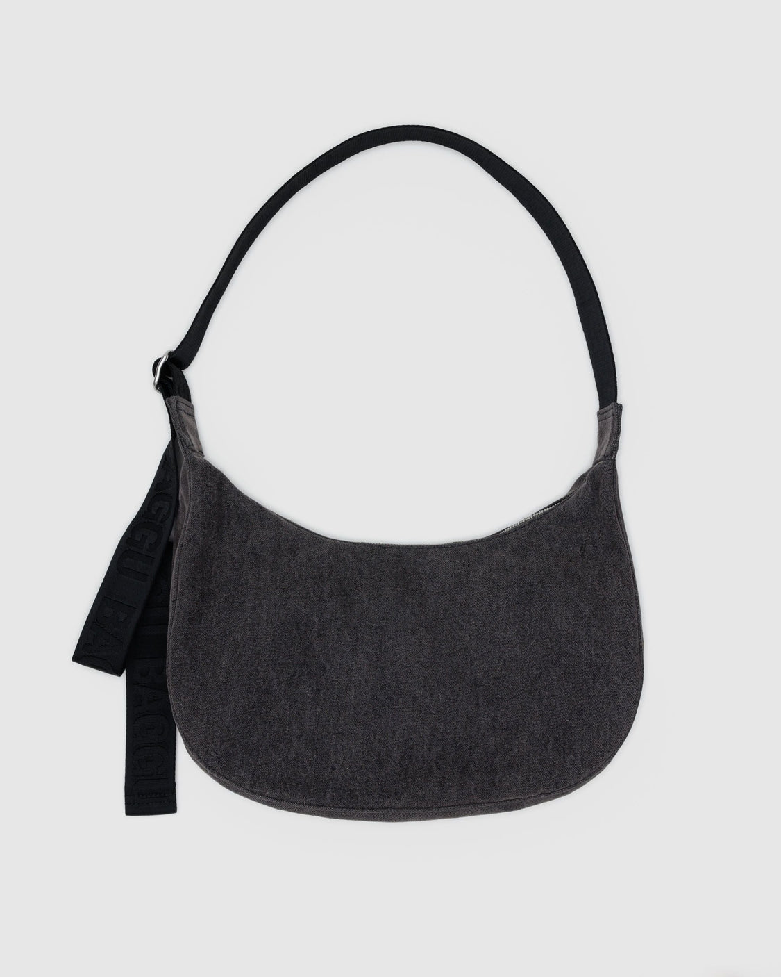 Medium Denim Crescent Bag - Washed Black Denim - Travel Street Tote