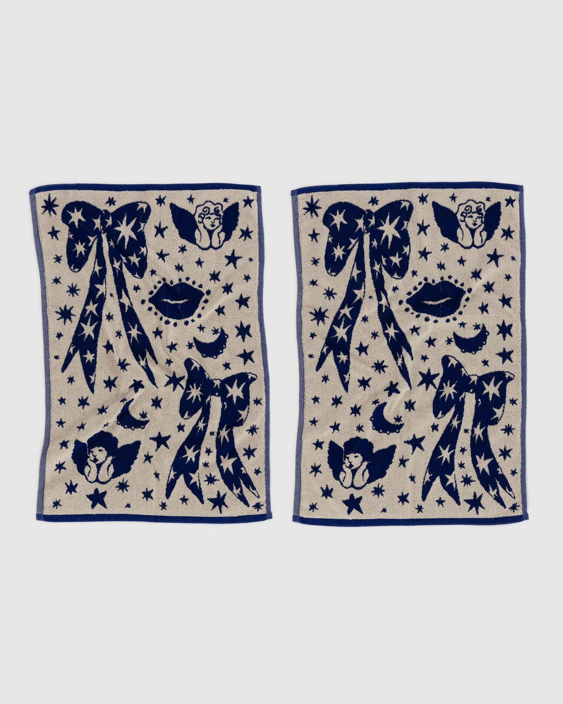 Hand Towel Set of 2 - Cherub Bows - Pocket Key Hook