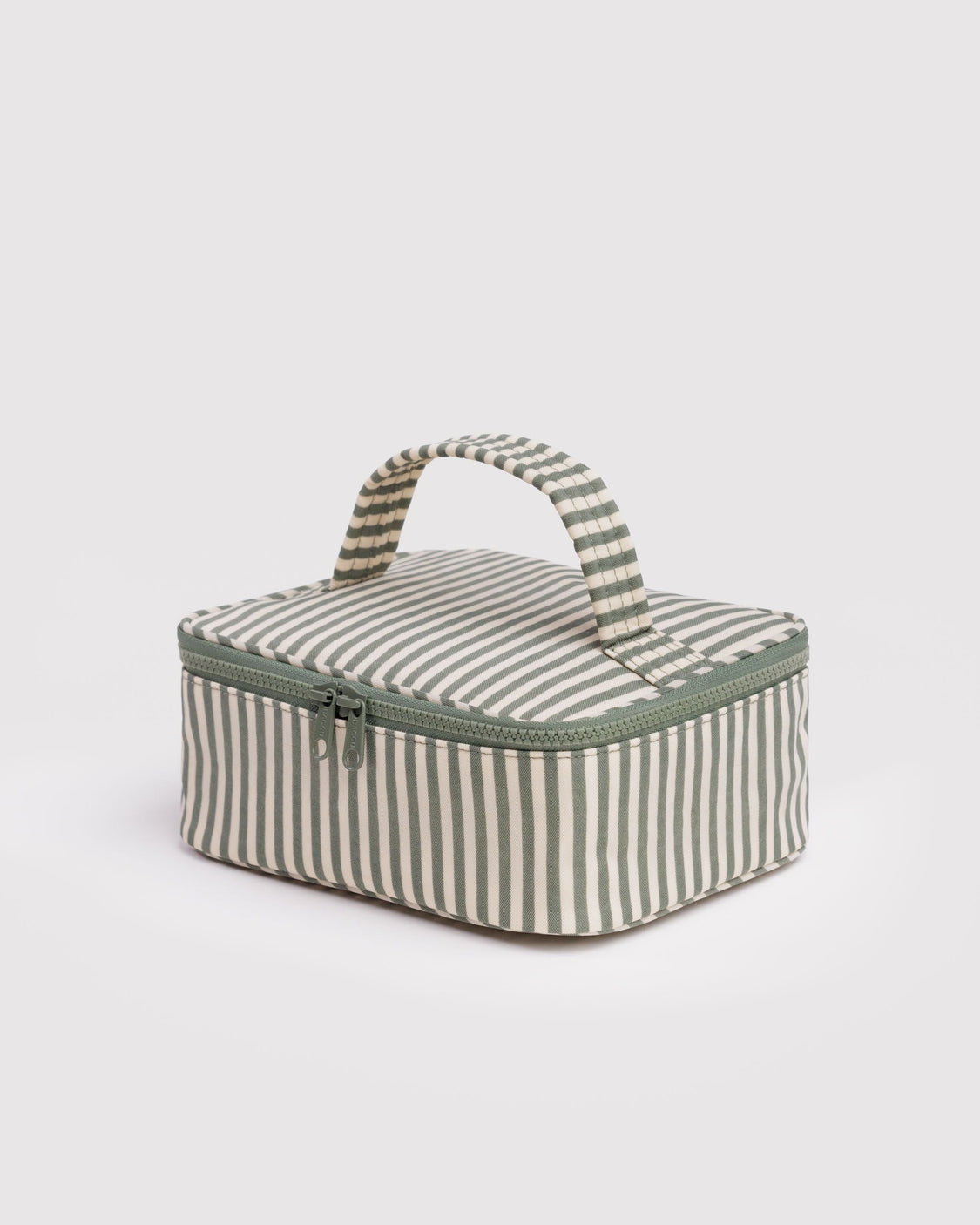 Small Cosmetic Case - Sage Stripe - Soft Packing Organizer