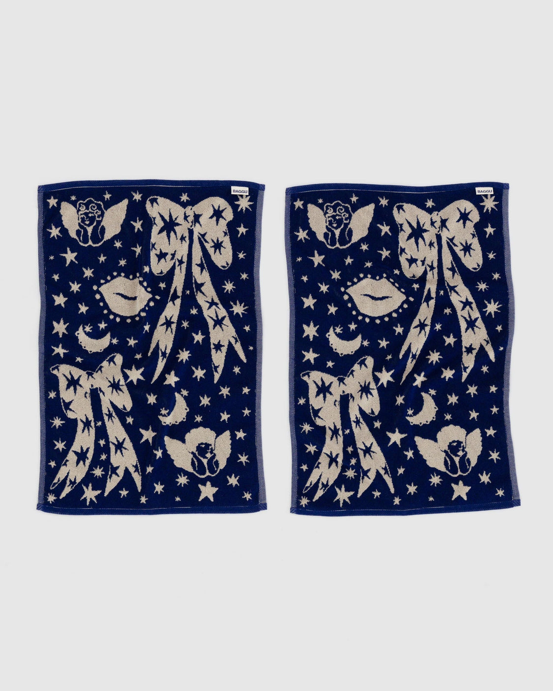 Hand Towel Set of 2 - Cherub Bows - Pocket Key Hook