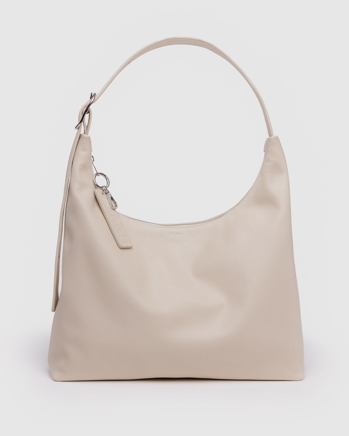 Recycled Leather Shoulder Bag - Stone - Simple Utility Choice